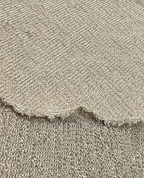 Трикотаж тонкая вязка серебро беж